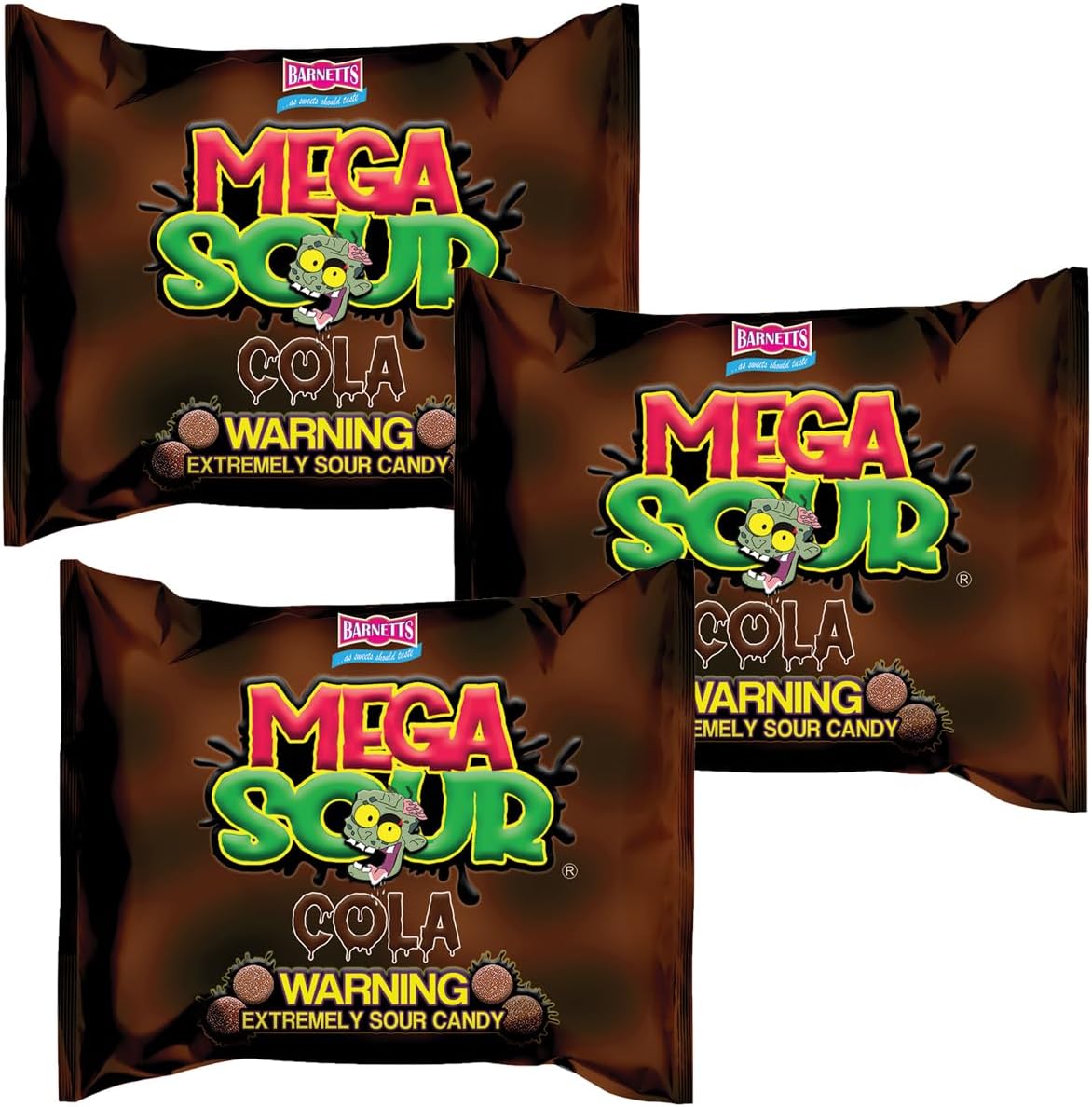 Barnetts Sweets Mega Sour Candy Cola 104g (Pack of 3) – Handmade British Hard Sweets – Extreme Sour Candy Challenge