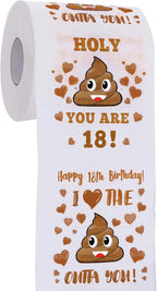 18th Birthday Gifts for Boy or Girl - Happy Prank Toilet Paper - 18th Birthday Decorations, Party Supplies Favors - Novelty Bday Present for Him, Her, Friends - 18 Year Old Funny Gift for Guys - Brown