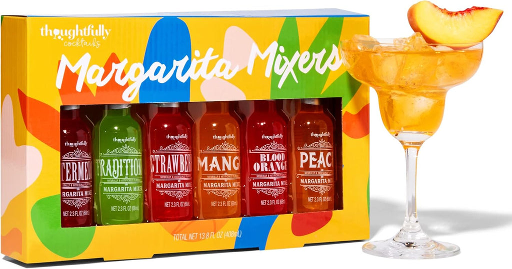 Thoughtfully Cocktails, Margarita Cocktail Mixer Gift Set, Vegan and Vegetarian, Variety of Fruit Flavors, Set of 6 (Contains NO Alcohol)
