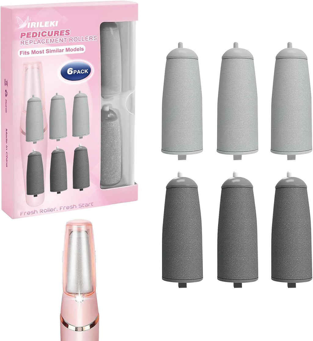 6 Pcs Pedicures Replacement Heads for Flawless Pedi, Electric Tool Foot File, Electric Callus Remover Pedi Replacement Roller Head fit Finishing Touch(Compatible with Most Similar Models)