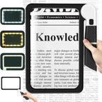 5X Handheld Magnifier for Page Reading - Large Folding Lighted Magnifier with 48 LED Lights (3Modes), Rectangular Handhold Magnify Lens Gifts for Reading Small Prints, Low Vision, Seniors