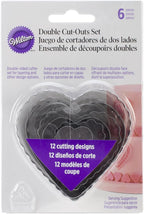Wilton 6-Piece Nesting Fondant Double Sided Cut Out Cutters, Hearts,Silver