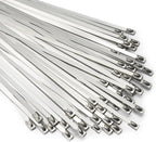 Metal Zip Ties 11.8 inch 100pcs 304 Stainless Steel Zip Ties Heavy Duty Multi-Purpose Self-Locking Cable Ties for Machinery, Vehicles, Exhaust Wrap, Farms, Pipes, Roofs, Cables, and Outdoor Fence