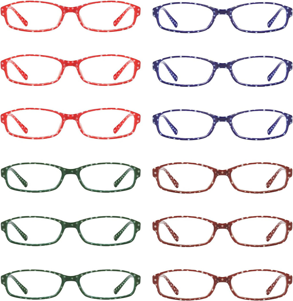 Eyekepper 12 Pack Reading Glasses Small Polka Dots Readers for Women +2.25