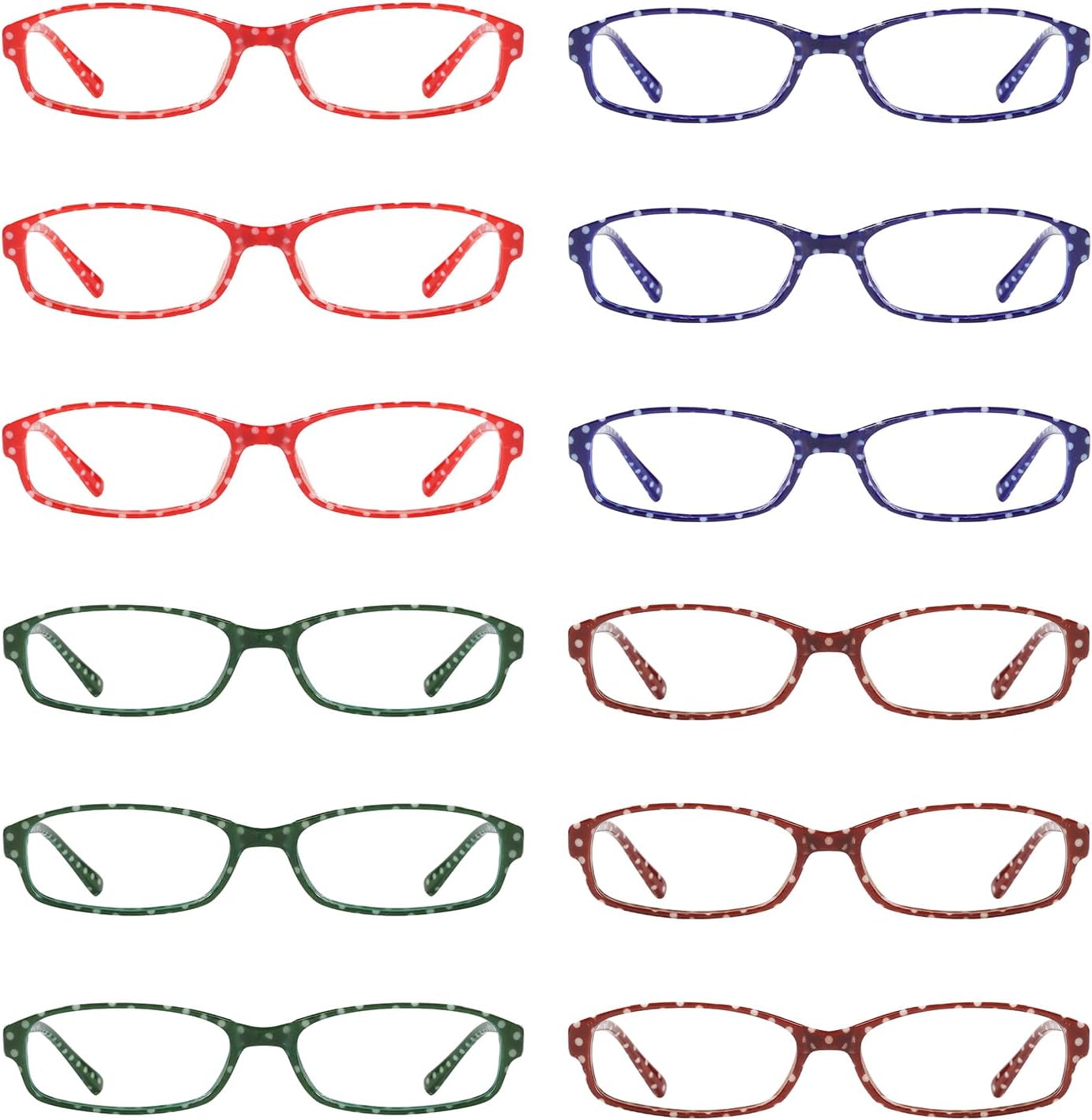 Eyekepper 12 Pack Reading Glasses Small Polka Dots Readers for Women +2.25