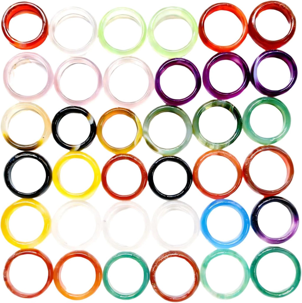 RICHRAIN Bulk Wholesale Crystal Rings for Women Healing 36 Pieces Box