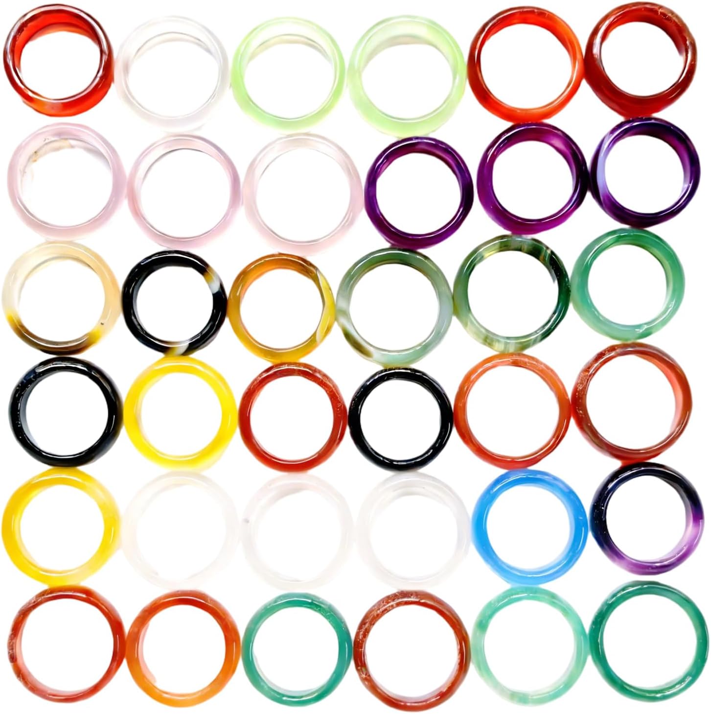 RICHRAIN Bulk Wholesale Crystal Rings for Women Healing 36 Pieces Box
