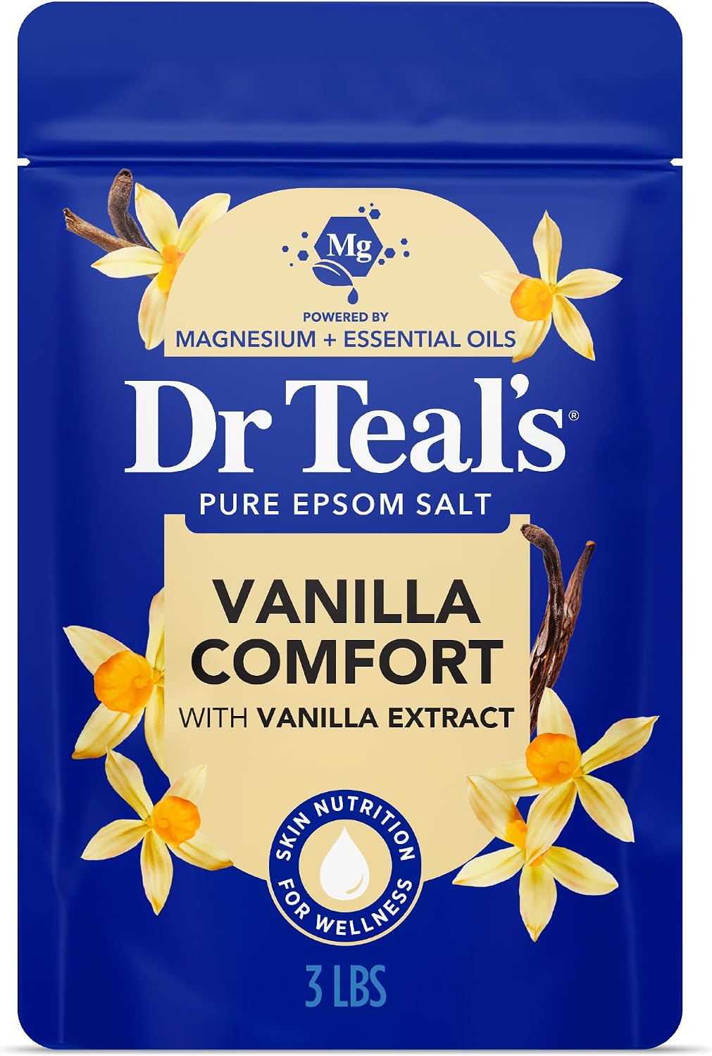 Dr Teal's Epsom Salt Magnesium Soak, Vanilla Comfort, 3 lbs
