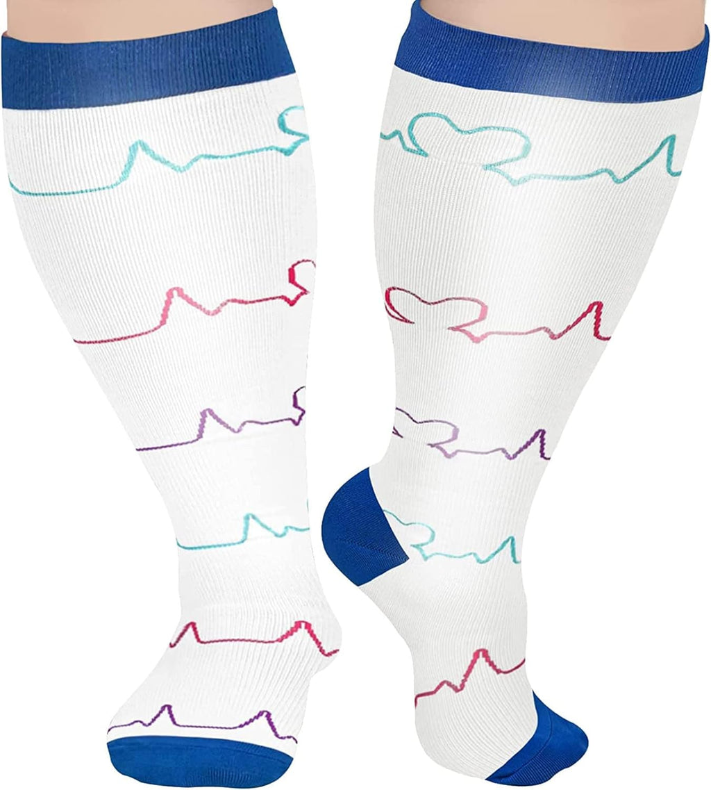 1 Pack Plus Size Compression Socks for Women and Men, 20-30mmhg Extra Large Stockings for Circulation Support