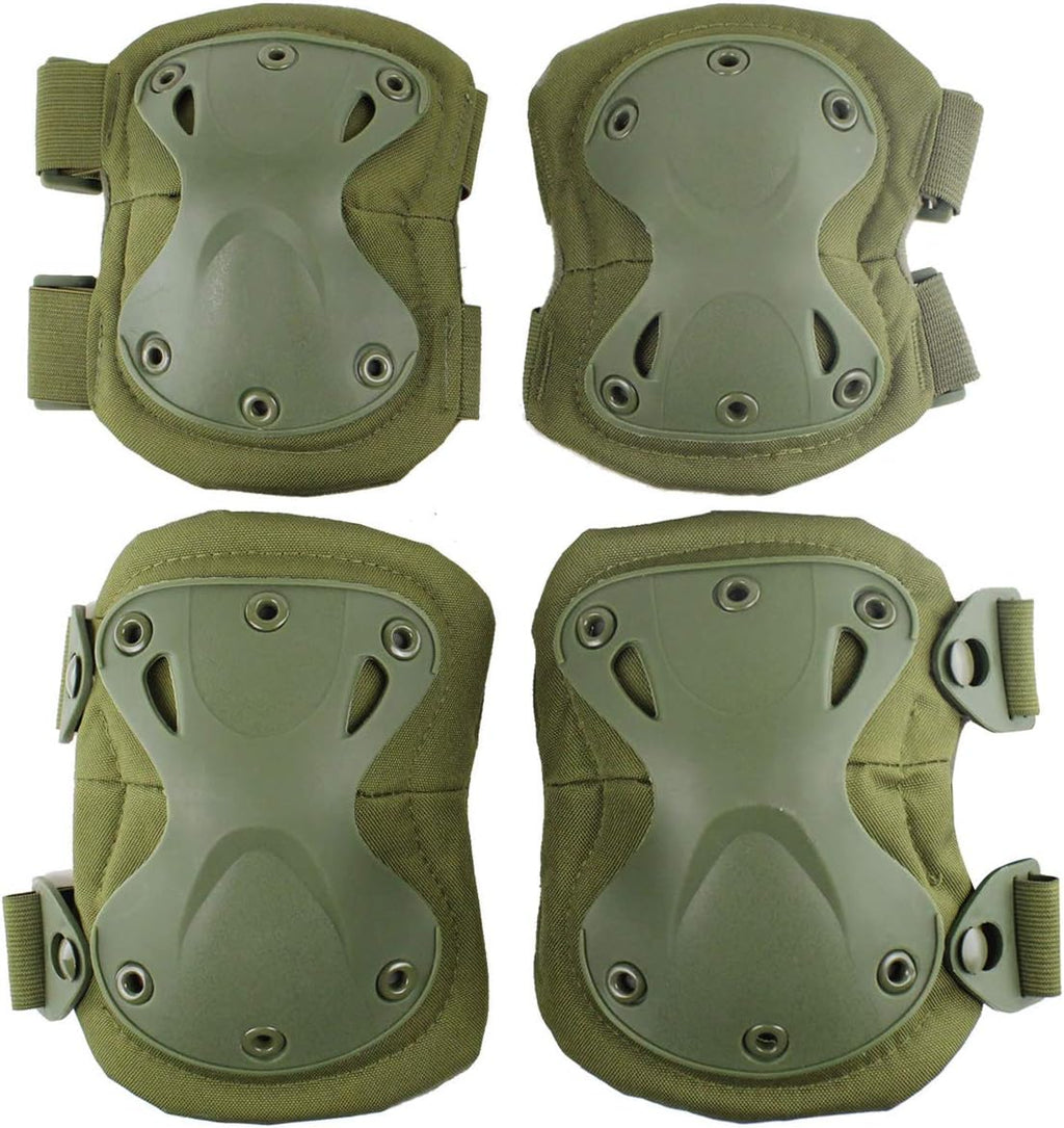 AOUTACC Combat Knee & Elbow Protective Pads Set for Outdoor CS Paintball Game Cycling Safety Skateboarding Gear Skates Knee Protection Guard Pads