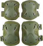 AOUTACC Combat Knee & Elbow Protective Pads Set for Outdoor CS Paintball Game Cycling Safety Skateboarding Gear Skates Knee Protection Guard Pads