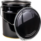 ATERET 5 Gallon Black Metal Bucket & Lever Lock Pail Lid, Heavy Duty Durable Pails and Lids for Outdoor and Household Use