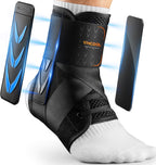 Slim-Fit Ankle Brace for Sprained Ankle, Quick Lace Up Ankle Support for Women Men with 2 Auto-Shaped Pads, Air Fabric Cool Ankle Stabilizer for Injury Recover, Running,Sports,S(10”-11.6”)
