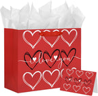 DaiUni 13" Large Valentine Gift Bag with Tissue Paper for Valentines Day(i love you)