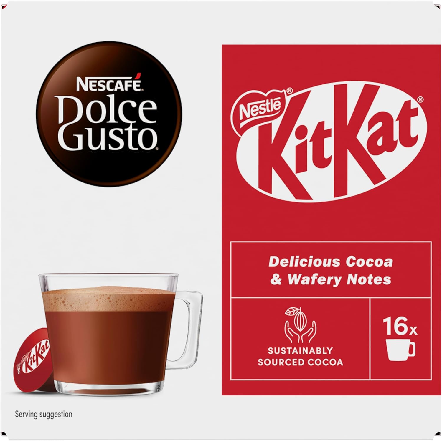 NESCAFÉ Dolce Gusto KitKat Hot Chocolate 16x Capsules (Pack of 3, Total 48 Pods)