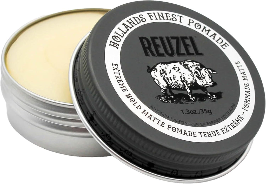 REUZEL Extreme Hold Matte Pomade, Strongest All Day Hold, Water Soluble Styling, Matte Finish & Flake Free, Easy To Wash Out, For All Hair Types