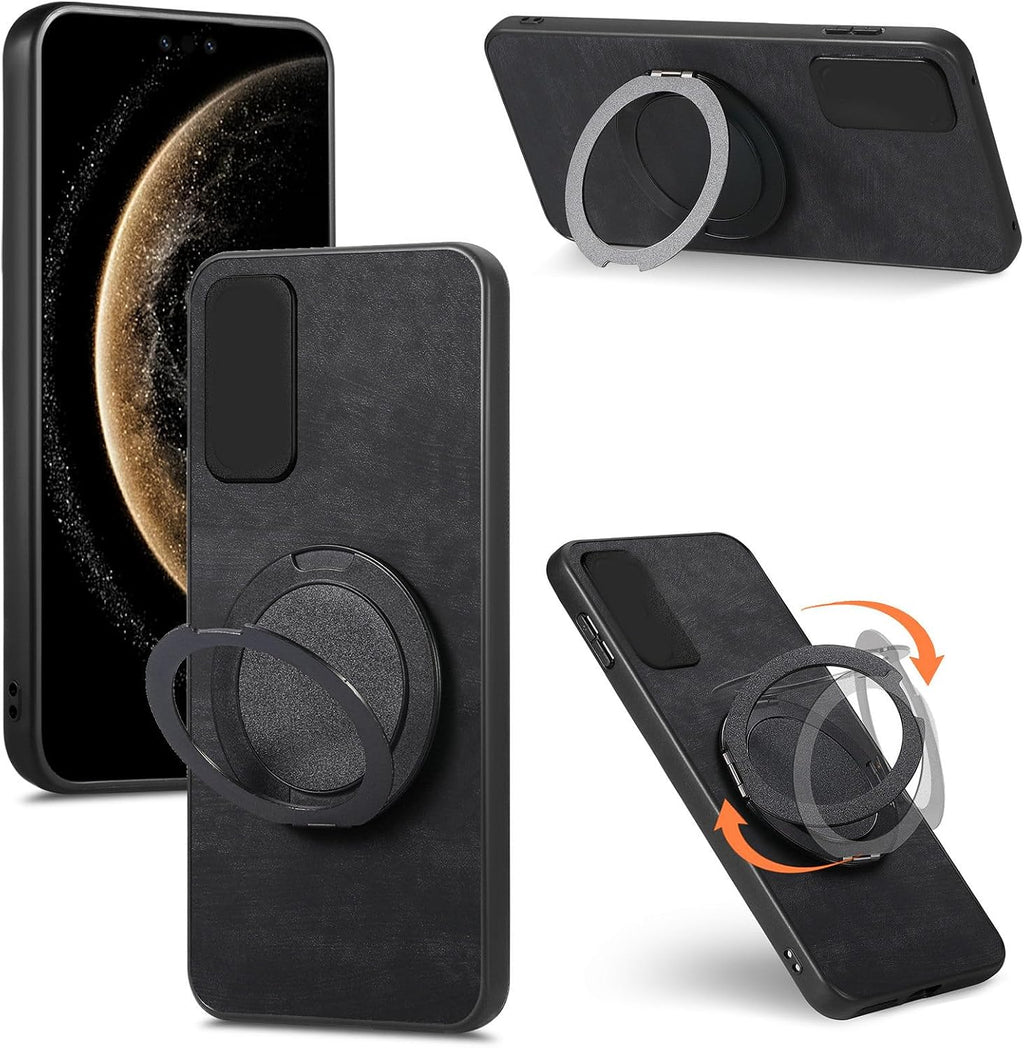 Compatible with Oppo Reno10 5G,Compatible with Oppo Reno 10 5G CPH2531 [PC + TPU + PU] 3-in-1 Built-in Magnetic Stand Shockproof Protective Case Black