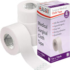 Healqu Silk Like Medical Tape - Durable Cloth Medical Tape - 1 in x 10yd, 4 Rolls - Surgical Tape Woven for Strongly Holding Large Dressings, Securing Splints, and Ideal for Long-Term Care