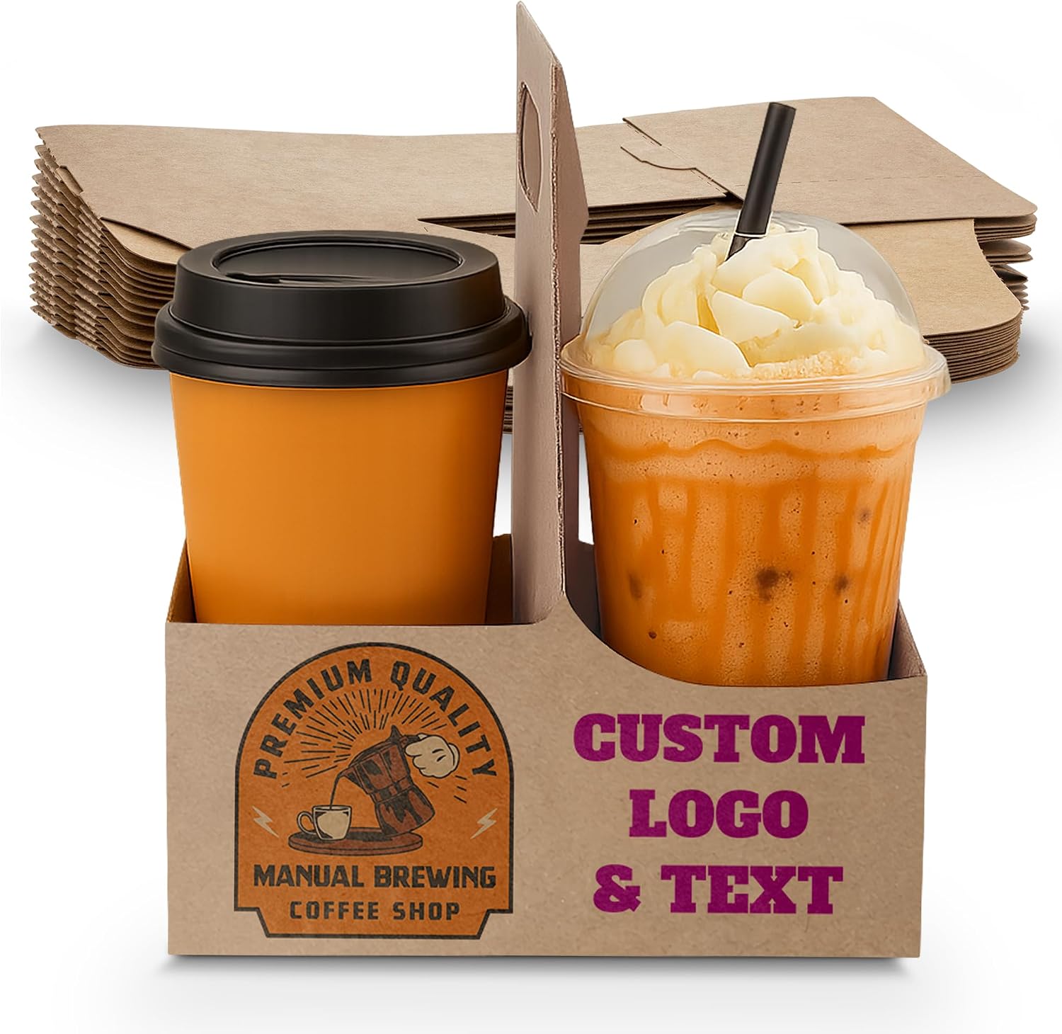 MT Products 2 Cup Drink Carrier 7.62" x 3.75" x 8.87" - Disposable Cup Holders for Transport - Made in USA