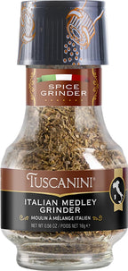 Tuscanini Premium Italian Medley Spice Grinder, .56oz | Freshly Ground Italian Seasoning | Product of Italy