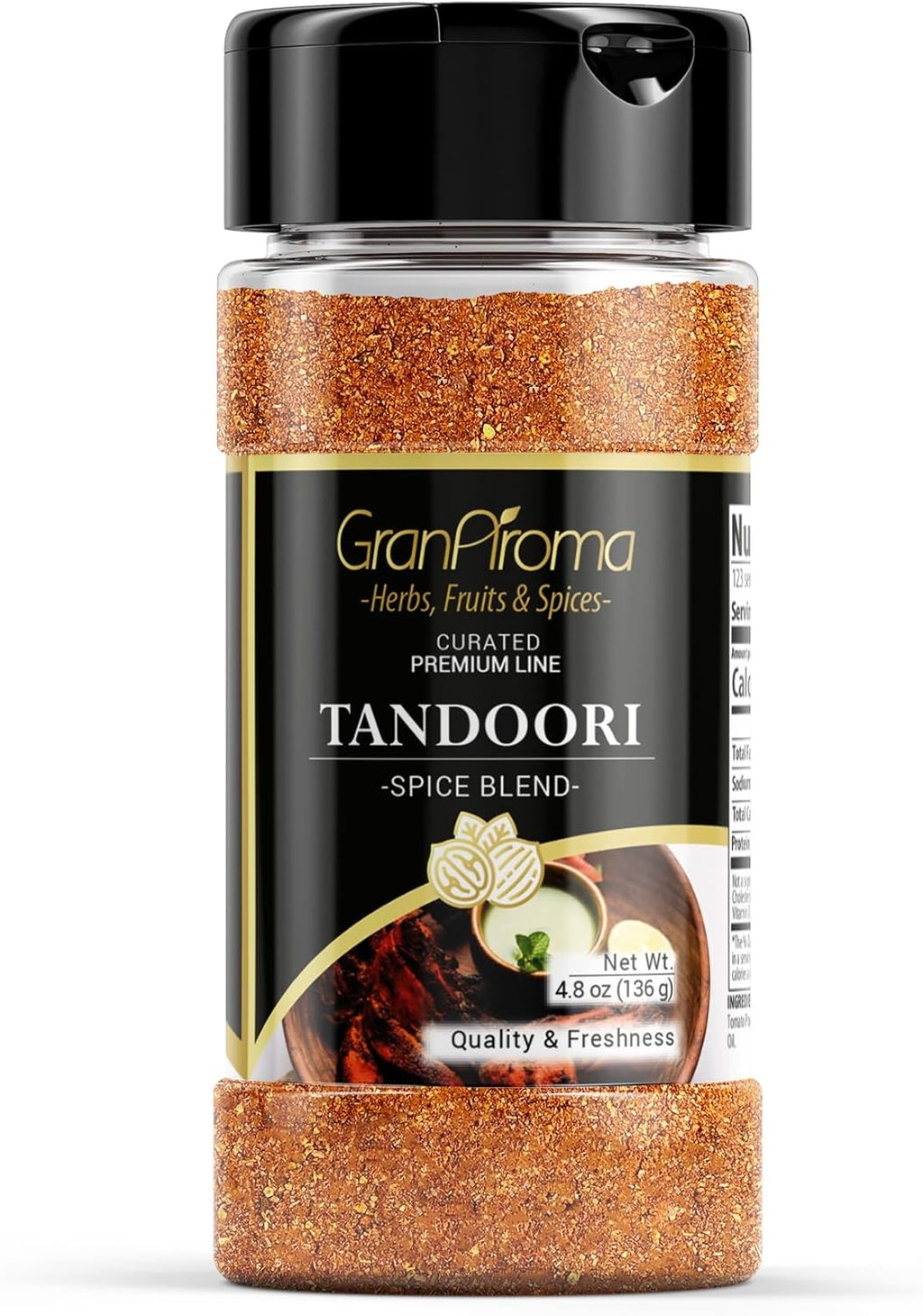 GranAroma Tandoori Spice Blend, 4.8 oz, Flavorful Spice Blend, Curries & Dry Rubs, Spicy & Smoky