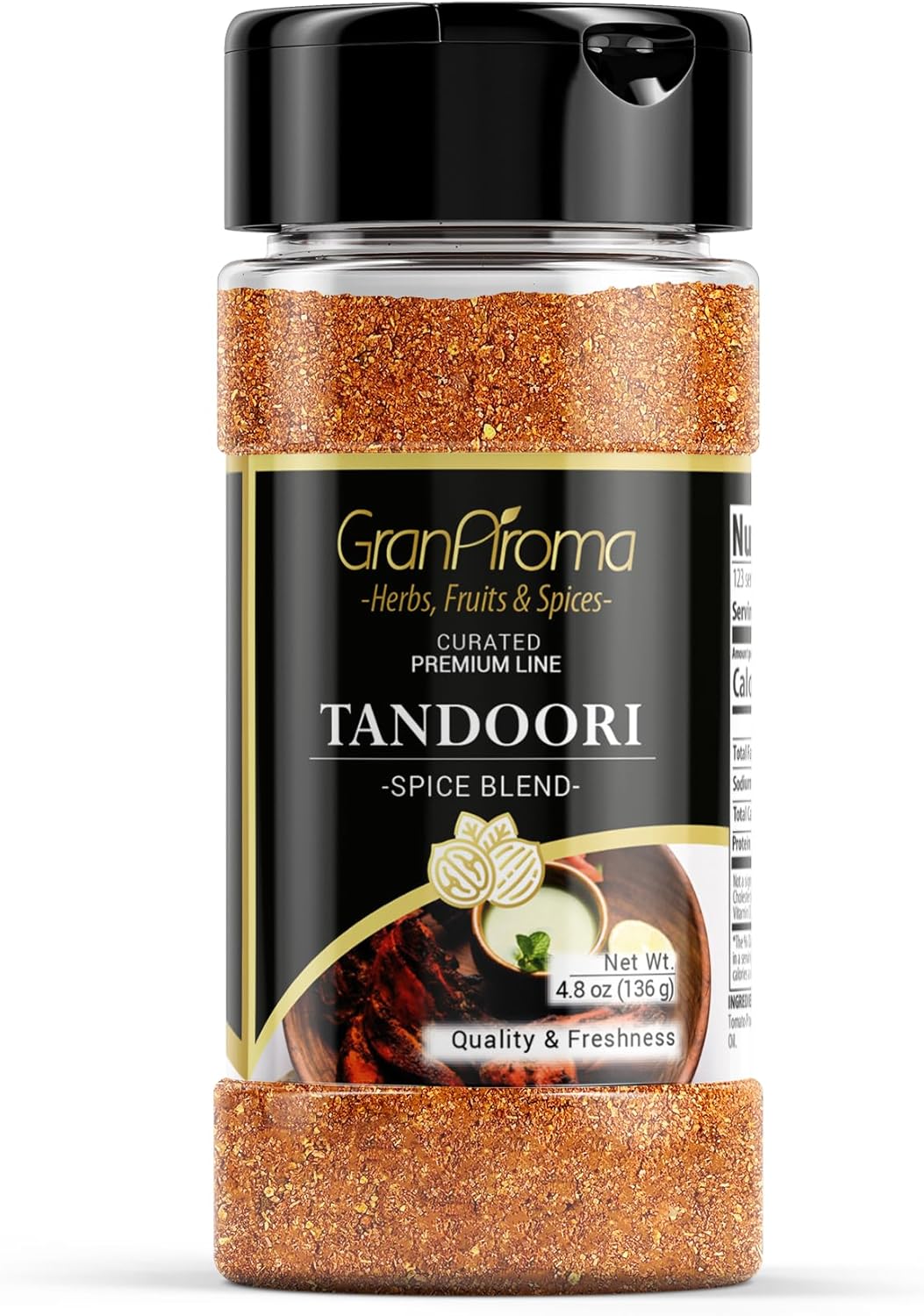 GranAroma Tandoori Spice Blend, 4.8 oz, Flavorful Spice Blend, Curries & Dry Rubs, Spicy & Smoky