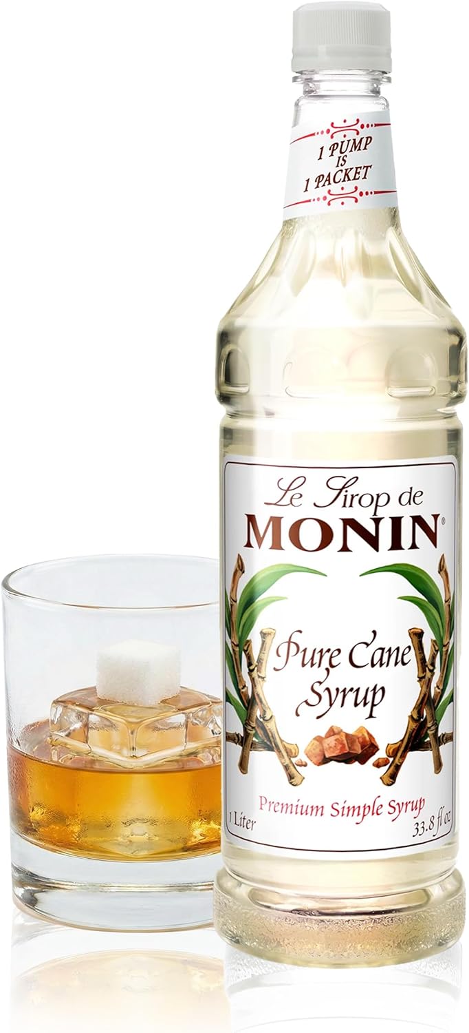 Monin - Pure Cane Syrup, Pure and Sweet, Great for Coffee, Tea, and Specialty Cocktails, Gluten-Free, Non-GMO (1 Liter)