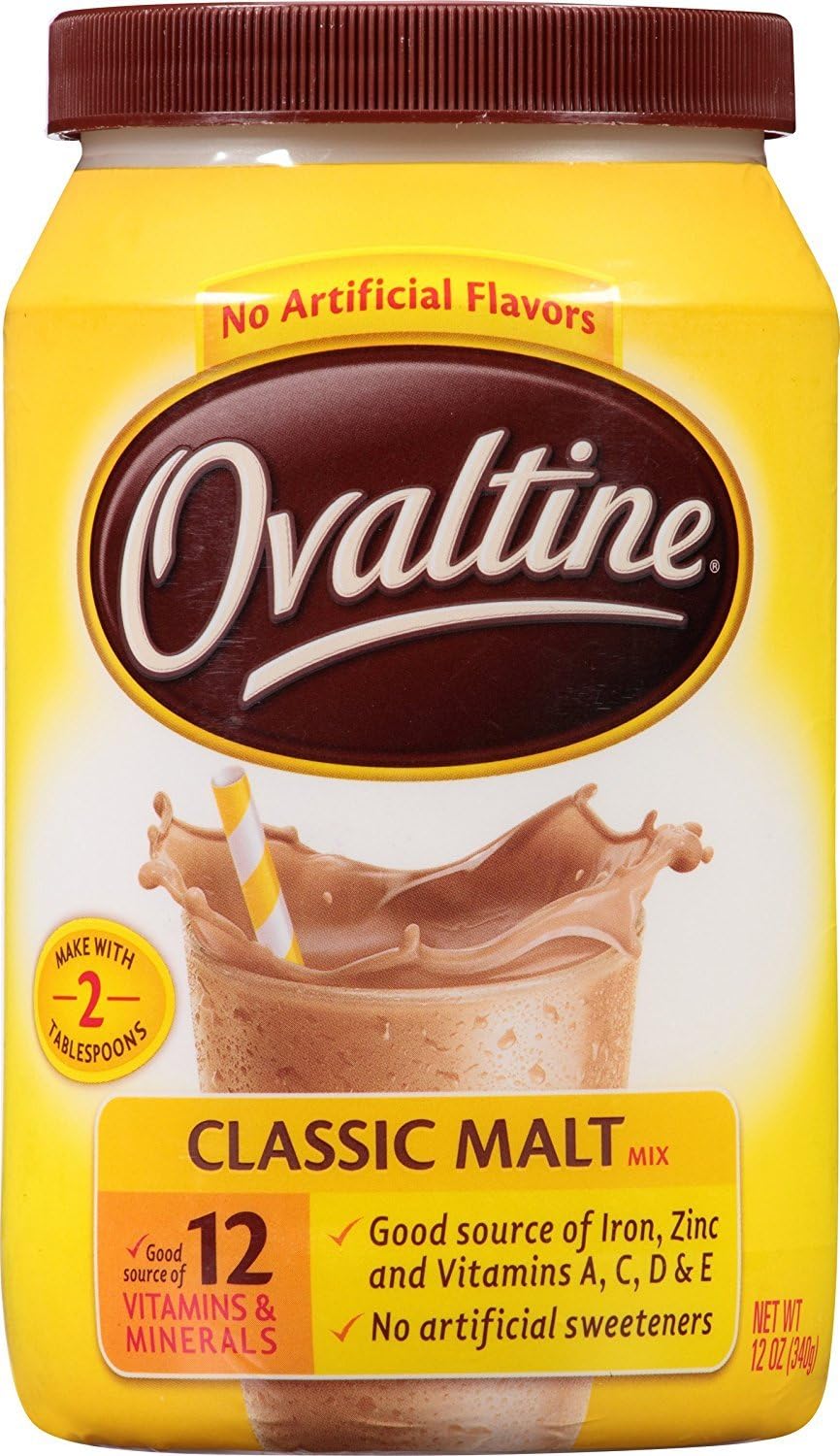 Nestle Ovaltine Classic Malt Beverage, 12-Ounce Canisters (Pack of 6)