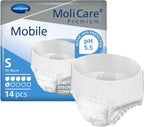 MoliCare Premium Mobile 6D Incontinence Underwear for Adults - Disposable, Discreet, Unisex, Moderate Absorbency - Size Small, Fits 24 in to 35 in Waist/Hips, 14 Count