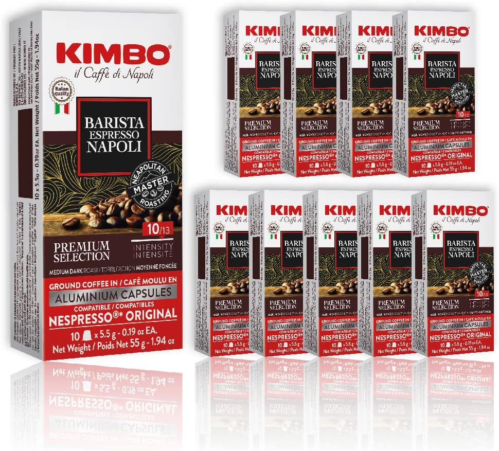 Kimbo Espresso Capsule Coffee, Nespresso Compatible, Napoli, Medium Roast, 100 Count