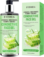 FITOEG Conductive-Gel-for-Face-Microcurrent, 13.5 Oz Large Bottle Hydrating Massage Gel Serum for Facial Machine Device, Leave-On Gel Primer for Face,Hyaluronic Acid,Aloe Vera,Vitamin E