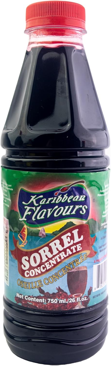 Sorrel Hibiscus Drink Concentrate 750ml – Caribbean Hibiscus Syrup, Sorrel Drink Mix, Hibiscus Juice Concentrate, Karkade Roselle Syrup, Cocktail Mixer, Mocktail Mixer, Vitamin C Rich Tropical Beverage Syrup