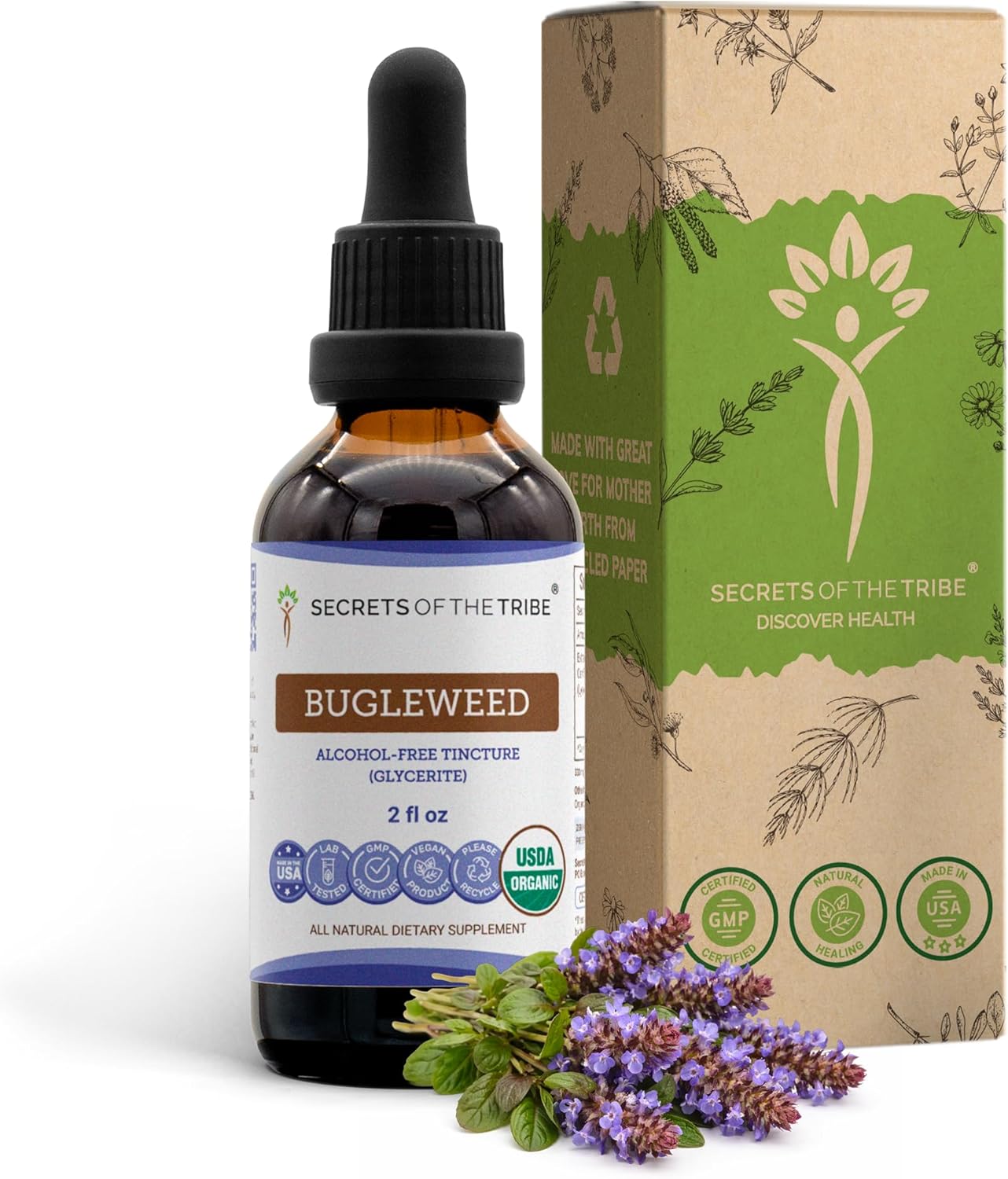 Bugleweed USDA Organic | Alcohol-FREE Extract, High-Potency Herbal Drops, Respiratory System | Made from 100% Certified Organic Bugleweed (Ze Lan, Lycopus Virginicus) Dried Herb (2 FL OZ)