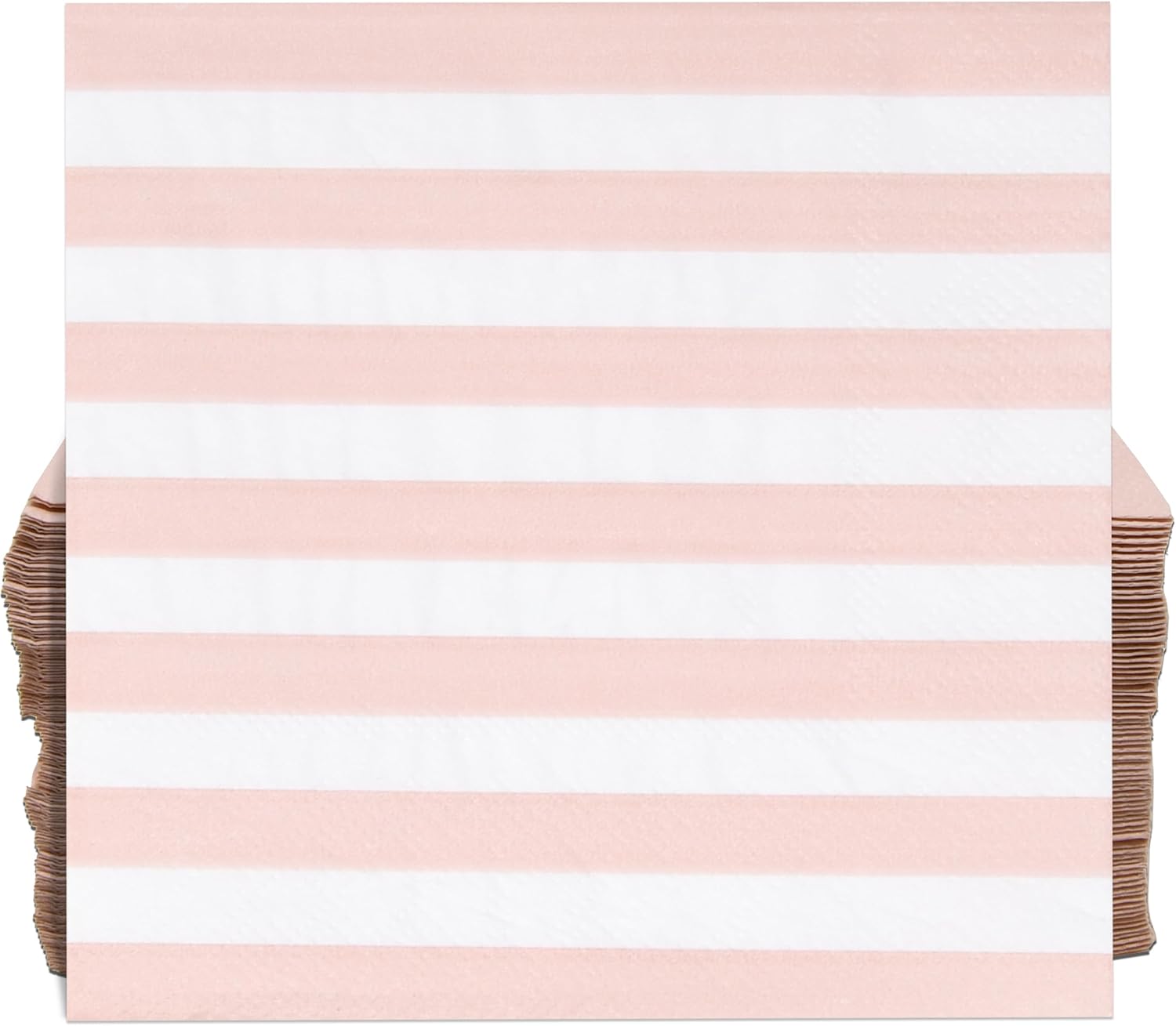 100 Pcs Pink & White Stripe Cocktail Beverage Napkins Disposable Paper Striped Dessert Napkin for Birthday Bridal & Baby Shower Party Supplies Decor