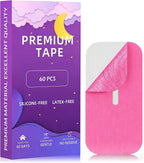 60 Pack Mouth Tape for Sleeping Women & Men, Hypoallergenic Painless Removal, Strong Yet Gentle, Easy to Use (Pink-with Hole)