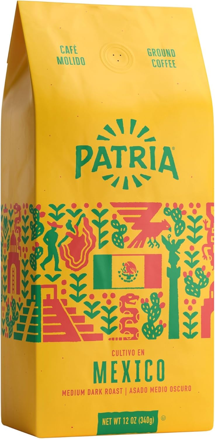 Patria Mexico Medium Dark Roast Ground Coffee, 12oz Bag (Pack of 1)