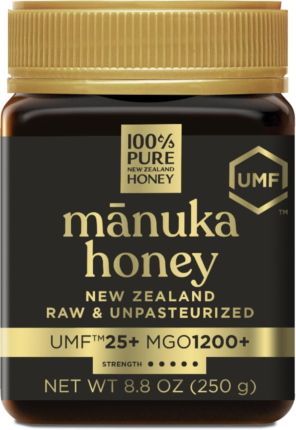 Manuka Honey UMF 25+ (MGO 1200+) 100% Pure New Zealand, Certified Ultra Premium Raw, 8.8 Oz (250g)