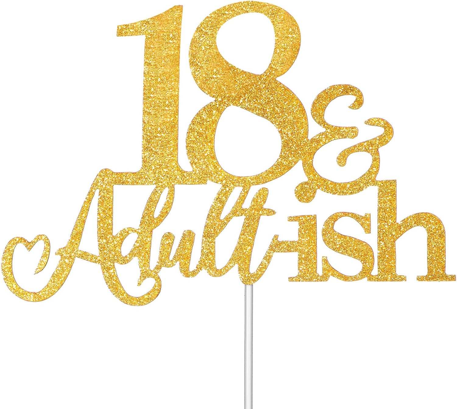 18th Birthday Cake Topper, Happy 18th Birthday Cake Topper Adultish Toppers for 18 Years Old Black Bday Decor Glitter Supplies(Gold)