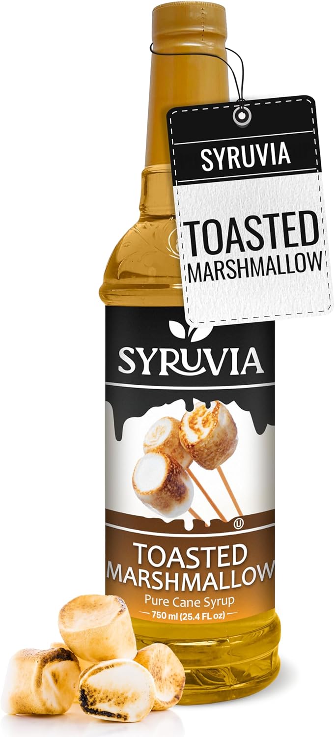 Syruvia Coffee Syrup, Toasted Marshmallow Flavored Syrup for Drinks, Lattes, and Desserts – 25.4 fl oz