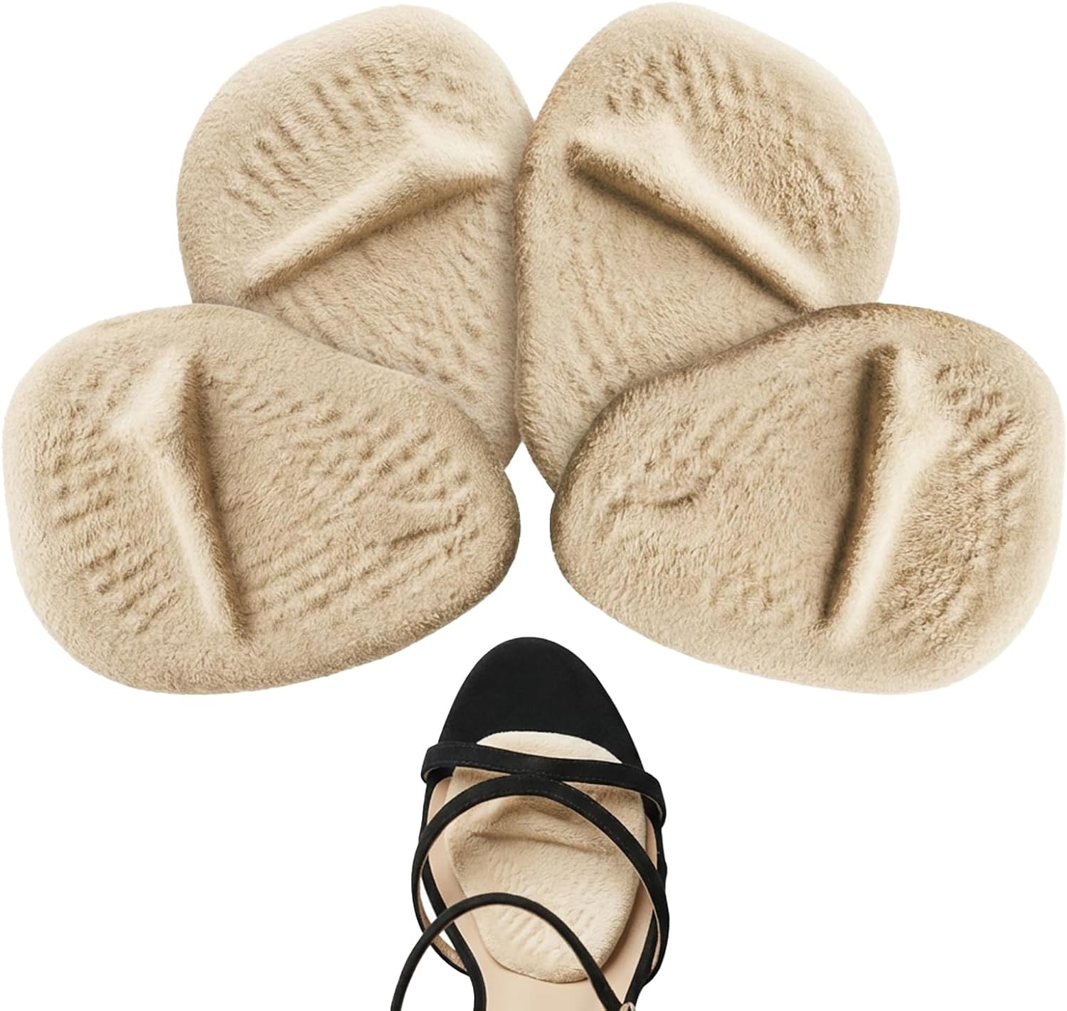 Ball of Foot Cushions for Women (2 Pairs), Anti-Slip Fabric Metatarsal Pads & Forefoot Inserts for High Heels, Flats, Dress Shoes - All Day Comfort | One Size Fits Most