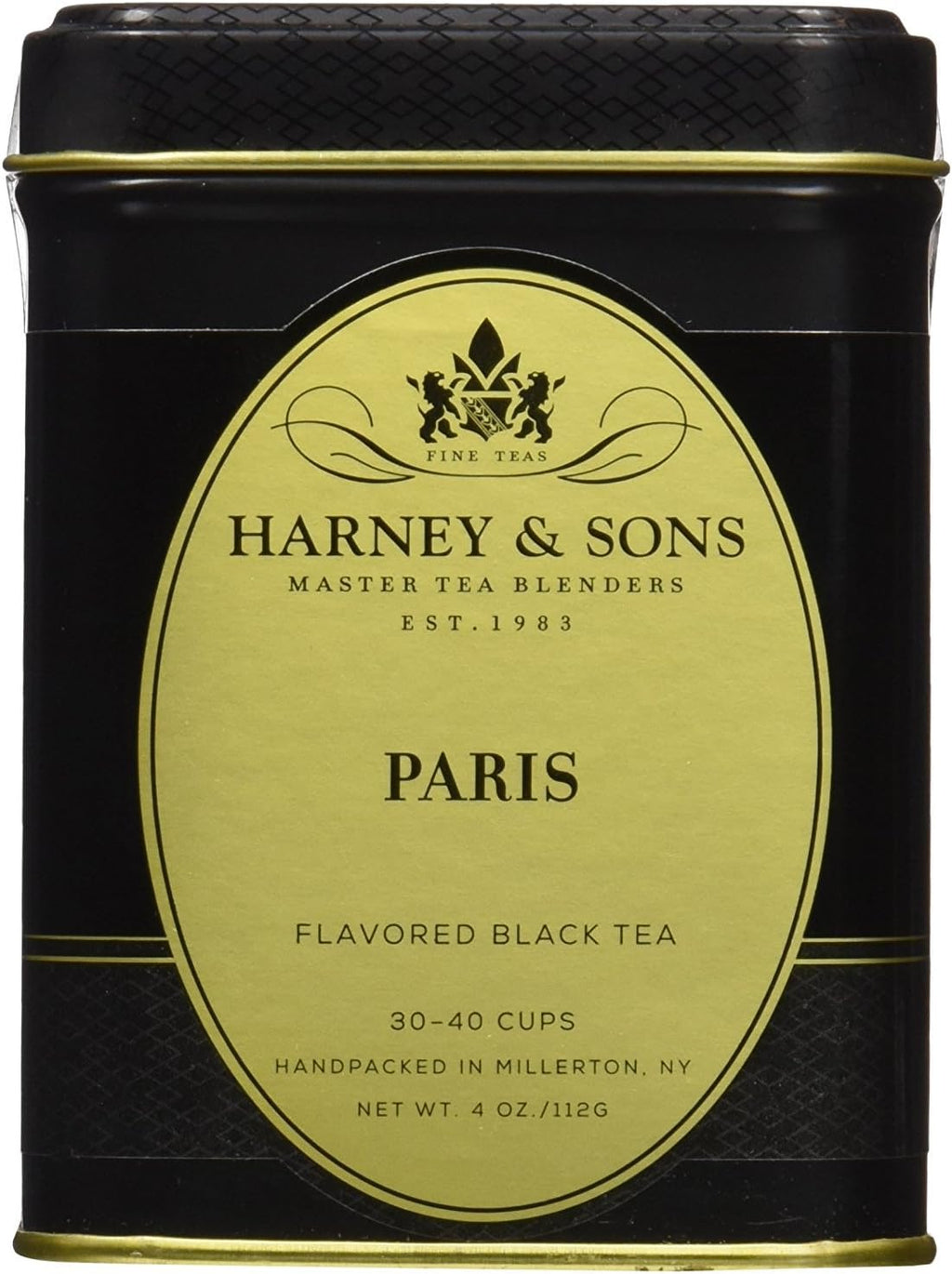 Harney & Sons Paris Black Tea | 4 oz Tin Loose Leaf | Fruity Vanilla & Caramel Blend with Hint of Lemony Bergamot