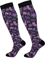 Purple Sloth Compression Socks for Women Men Knee High Running Socks for Medical Running,1 Pair