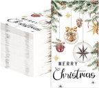 100 Pcs Christmas Paper Napkins 3 Ply Disposable Absorbent Xmas Pine Tree Lamp Hand Towels for Kitchen Bathroom Merry Christmas Winter Holiday Decoration