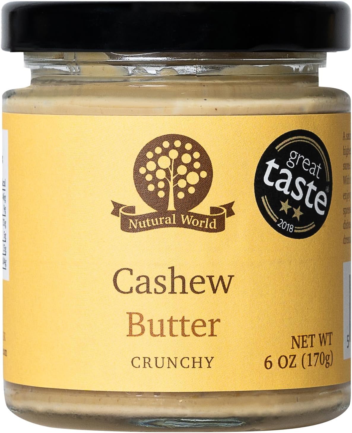 Nutural World - Crunchy Cashew Nut Butter 6 Oz (170g) Great Taste Award winner