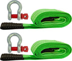 HENBOW Lift Sling Straps|2" × 6.5' Web Sling Strap with D Ring Shackles|4400Lbs Safety Work Load and 17600Lbs Breaking Load| Recovery Strap for Hoist Car Tree Saver Winch Recovery(2 Pack)
