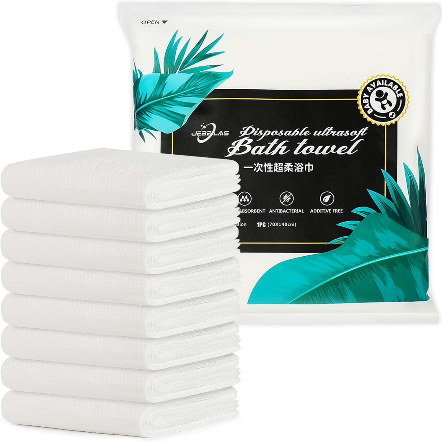 JEBBLAS 8 Pack Disposable Bath Towels Shower Bath 55 X27.5 Inch Big Towels Body Towel for Hiking, Camping, Backpack, Cycling Bicycle Road Trip