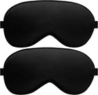 Sleep Eye Mask for Men Women, Silk Sleep Mask for Side Sleeper, Travel Blackout Night Blindfold Eye Shade Cover with Adjustable Strap (Black & Black)