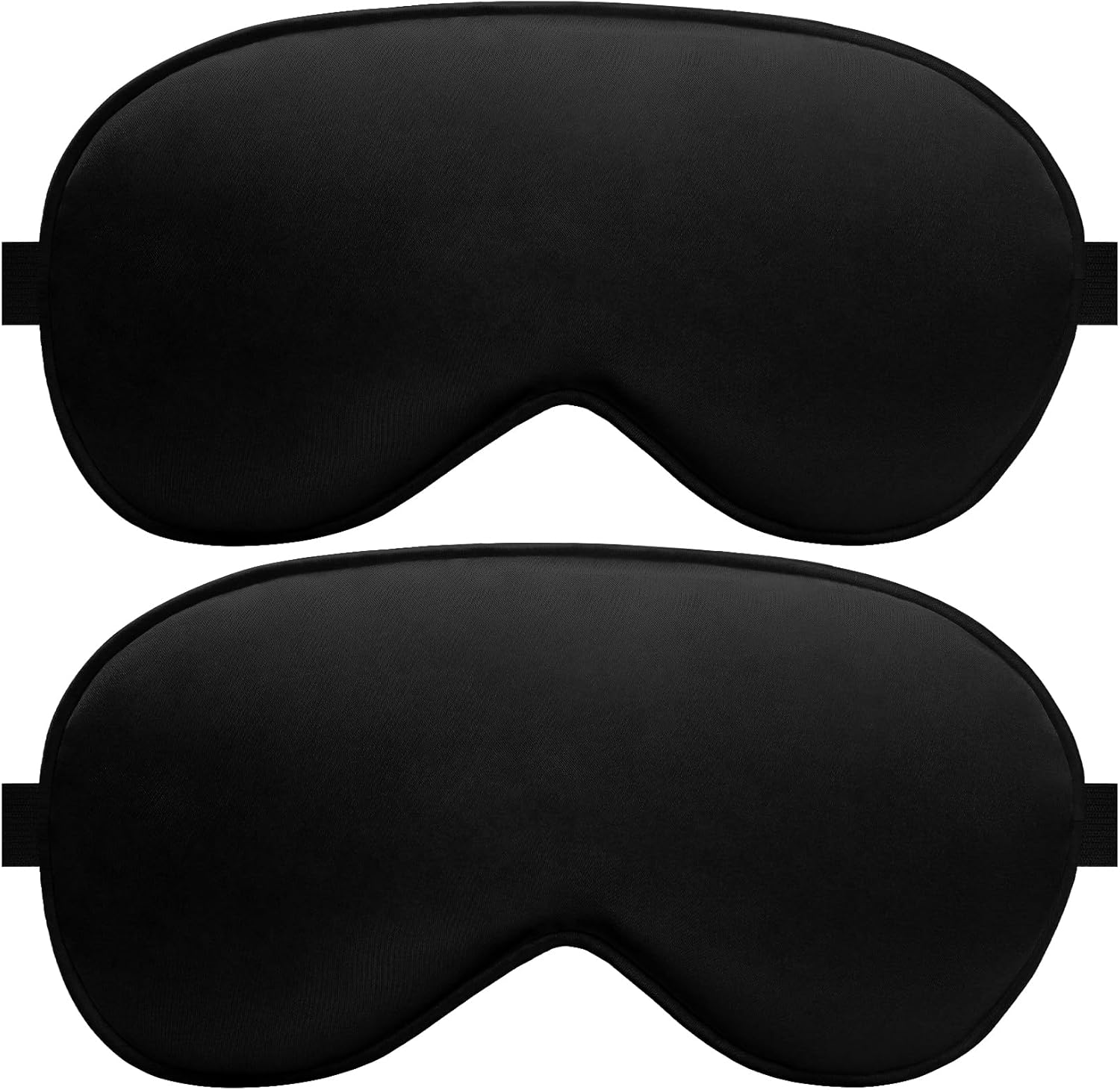Sleep Eye Mask for Men Women, Silk Sleep Mask for Side Sleeper, Travel Blackout Night Blindfold Eye Shade Cover with Adjustable Strap (Black & Black)