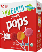 YumEarth Organic Pops Variety Pack, 60 Fruit Flavored Favorites Lollipops, Allergy Friendly, Gluten Free, Non-GMO, Vegan, No Artificial Dyes