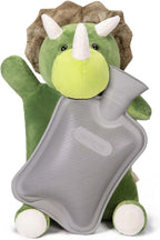 HomeTop Premium Classic Rubber Hot and Cold Water Bottle with Cute Stuffed Triceratops Cover